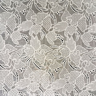 XE187 Boho Red Cotton Lace Hollowed Flower Embroidery Lace Fabric