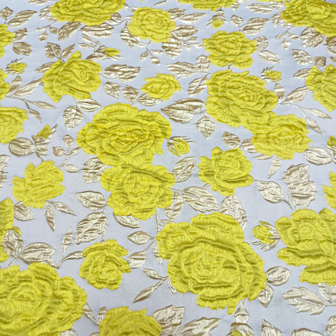 QXW541 Floral Polyester Metallic Brocade Fabric Party Cloth