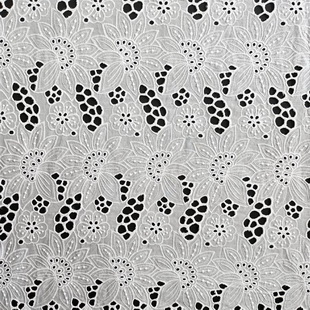 XE202 White With Eyelet African Dry Lace Fabric Nigerian Lace