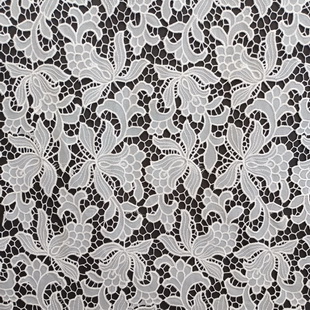 CXE209 White Cotton Floral Lace Eyelet Embroidery Fabric Boho Dress