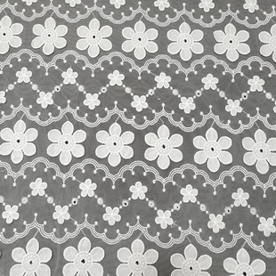 XE226 Cotton Embroidered Eyelet Flat Embroidery Lace Fabric