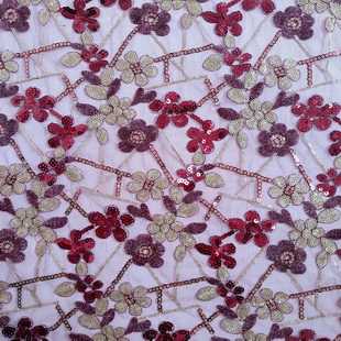 XF2978 Lace Fabric Sequin Flower Embroidery Fabric Tulle Decoration Fabric