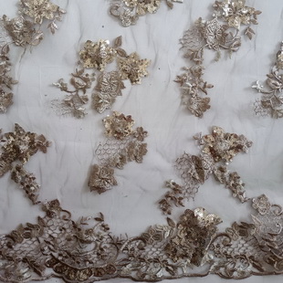 XF2981 French Net Sequined Embroidery Tulle Lace Fabric For Wedding Dress
