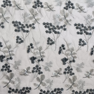 XF2983 Wholesale Black Tulle Flower Embroidery Lace Polyester Lace Fabric
