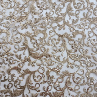 XF2993 Sequin Lace Fabric Gold Bridal Lace Fabric Paillette Net