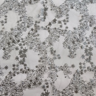 XF2997 Top End French Grey Chantilly Sequins Lace Flower Embroidery Wedding Bridal Lace Dress Fabric