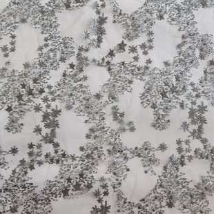 XF2997 Grey Chantilly Sequins Lace Embroidery Wedding Bridal Dress Fabric