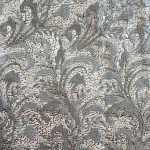 XF2999 Metallic Grey Embroidery French Lace Fabric For Wedding Party Dress
