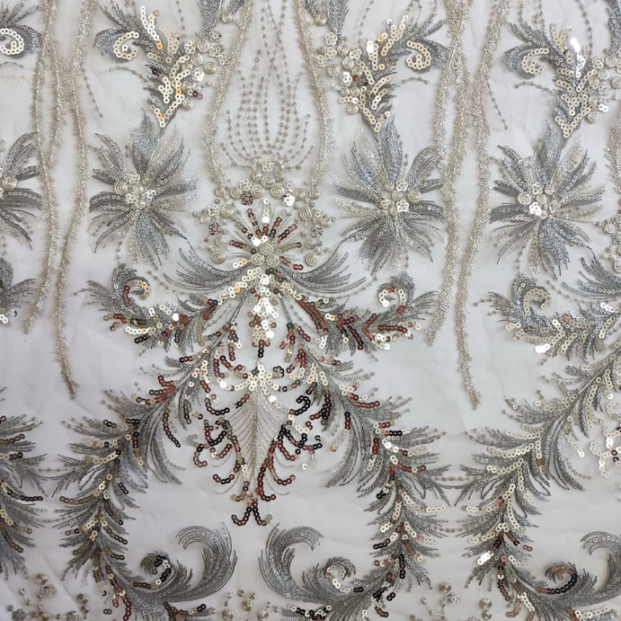 XF3003 Floral Embroidered Fabric Beautifical Net Embroidery Fabric Design