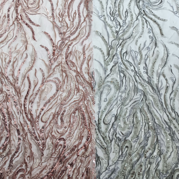 XF3016 Mesh Floral Wedding Bridal French Sequins Dress Lace Material