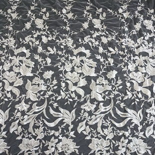 XF3020 White Flowers Embroidery Lace Bridal Fabric For Wedding Dress
