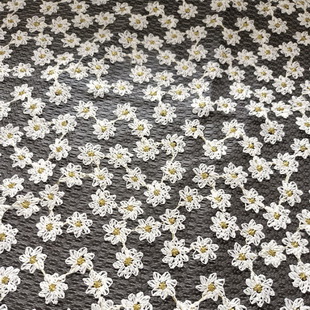 XF3047 Embroidered Tulle White Daisy Lace Fabric For Apparel