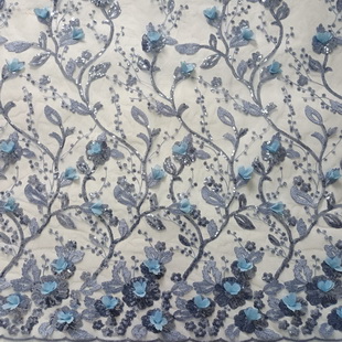 XF3053 3D Lace Embroidery Fabric Wedding Tulle Lace Soft Mesh Lace Fabric