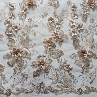 XF3054 Hot Sell 3D Flowers New Customized Color High End Embroidery Fabric For Wedding Lace Fabrics