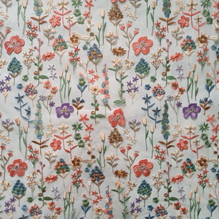 XF3058 African Lace Fabric Multi-color Embroidery Fabric Tulle Fabric