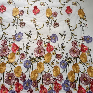 XF3059 3D Lace Fabrics Colorful Embroidery Tulle Fabric For Long Dress