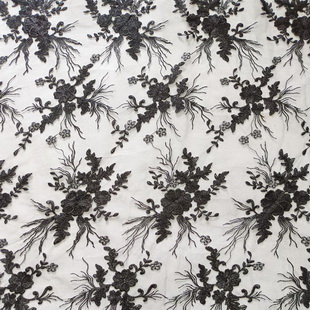XF3086 Fashion Cloth Black Color Flowers Lace Net Embroidery Fabric