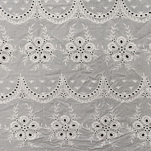 XE240 Cotton Poplin Schiffli Lace Eyelet Embroidered Fabric