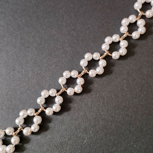 XB175 15MM Gold Chain Pearl Beads Trim For Necklace Clothes Decoration