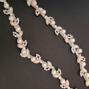 XB179 18MM Crystal Pearl Chain Trimming Decorative Rhinestone Chain
