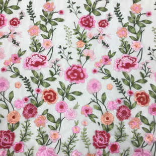 XF3087 Custom Design Multi-color Embroidery Tulle Dress Fabric