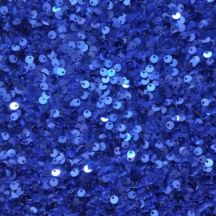 XZ5287 Wholesale New Arrival Royal Blue 6MM Polyester Velvet Sequin Fabric