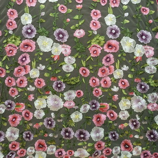 XF6002 Wholesale Floral Embroidered Cloth Net Fabrics For Midi Dress