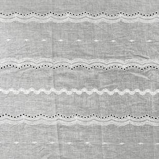 XE250 White Flower Hole Lace Cotton Schiffli Embroidery Fabric