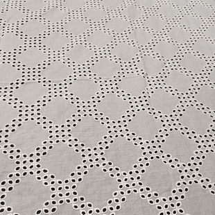 XE264 Pure White Cotton Roll Fabric Schiffli Embroidery Fabric