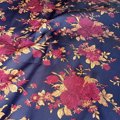 XC1656 Floral Polyester Woven Brocade Satin Jacquard Fabric