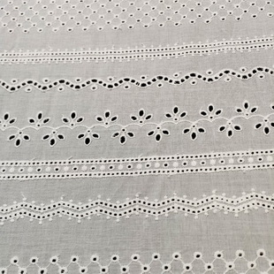 XE279 Swiss Lace White Cotton Fabric Lace Trim Embroidery Fabric