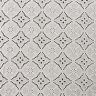 XE286 White Embroidery Fabric Swiss Lace Flower Design Eyelet Hole