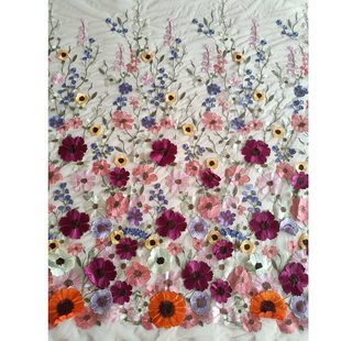 XF3061 Floral Plant Embroidery Multi-Color Fabric