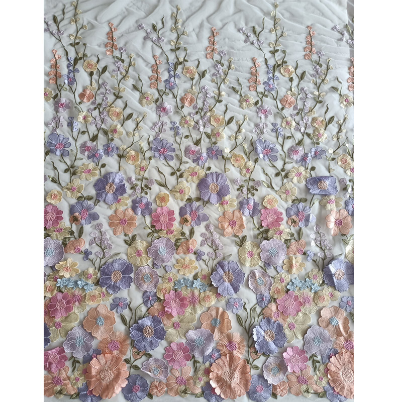 XF3061 Floral Plant Embroidery Multi-Color Fabric