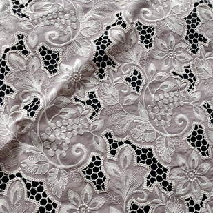 CXE292 Chiffon Embroidery Cut Out Lace Fabric Embroidered