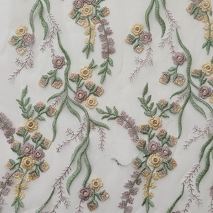 XF6005 New Fashion Flower Embroidery Lace Fabric Elegant