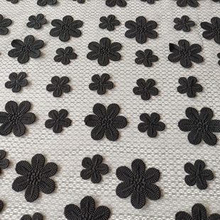 XF6011 Black Soft French Lace Mesh Embroidery Fabric 3D Flower