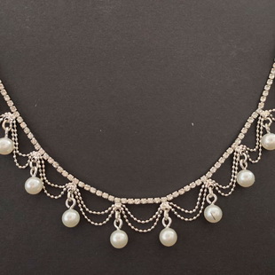 XB178 20MM Tassel Rhinestone Trim Pearl Fringe Silver For Dressmaking