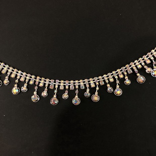 CX436 25MM Silver Belt Rhinestone Trimming Bridal Tassel Wedding Chain
