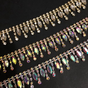 CX440 30MM Rhinestone Tassel Bling Shiny Decorative Clear Crystal Fringe