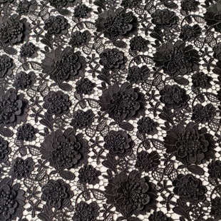 XS1694 Delicate 3D Lace Fabric Off-white Black Wedding Dress Lace Embroidery
