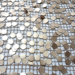XZ5317 Copper Big Sequin Fabric For Dress Net Spangle Fabric Factory Supply