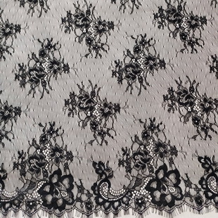 XL687 Nylon Chantilly Eyelash Lace Fabric Tulle Mesh Floral Pattern Clothing