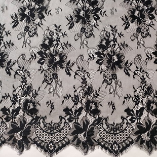 XL692 Black Lace Fabric Spandex Stretch Chantilly Lace For Lingerie