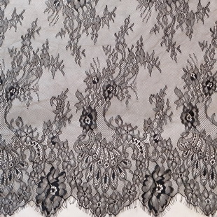 XL695 Black Chantilly Bridal Fancy Lace French Tulle Lace Fabric