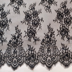 XL697 Double Scalloped Eyelash Lace Chantilly Lace Fabric For Bridal Wear