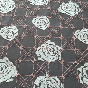 XF6017 High End Dress Fabric Tulle Pink Aqua Embroidery Fabric