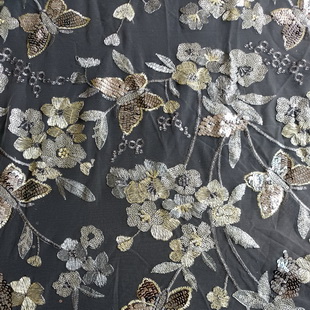 XF6020 Mesh Embroidery Fabric For Party Dress Evening Dress With Sequins