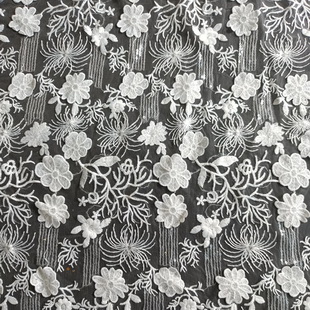 XF6024 Fancy Big Floral Tulle Lace Embroidery Fabric For Party
