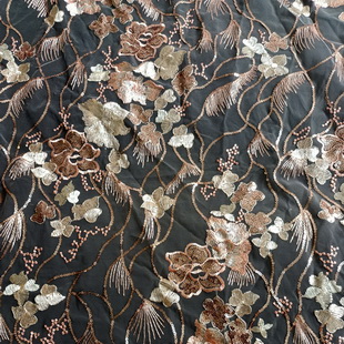 XF6037 Voile Lace Embroidered Fabric Shrimp Red Embroidery Net Fabrics